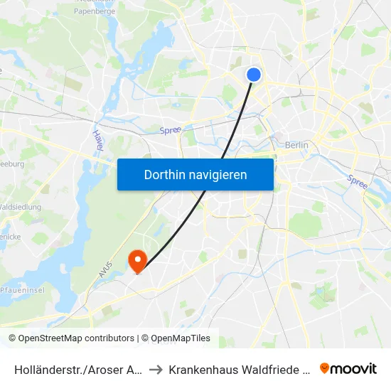 Holländerstr./Aroser Allee to Krankenhaus Waldfriede e. V. map