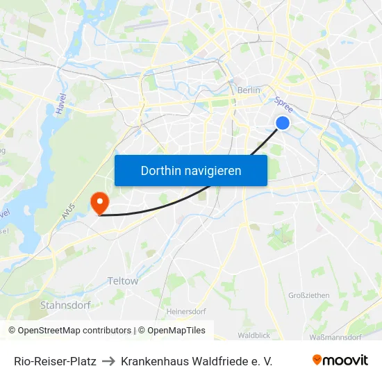 Rio-Reiser-Platz to Krankenhaus Waldfriede e. V. map