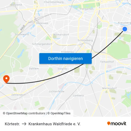 Körtestr. to Krankenhaus Waldfriede e. V. map