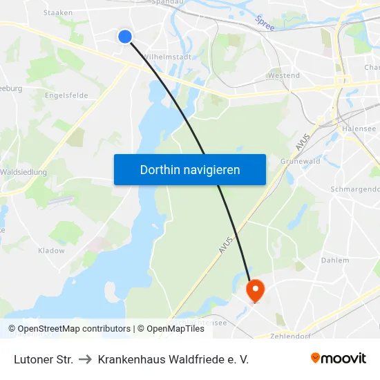 Lutoner Str. to Krankenhaus Waldfriede e. V. map
