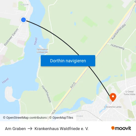 Am Graben to Krankenhaus Waldfriede e. V. map