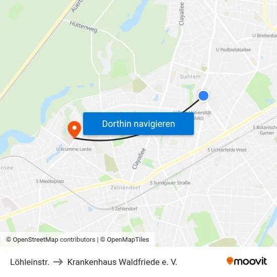 Löhleinstr. to Krankenhaus Waldfriede e. V. map