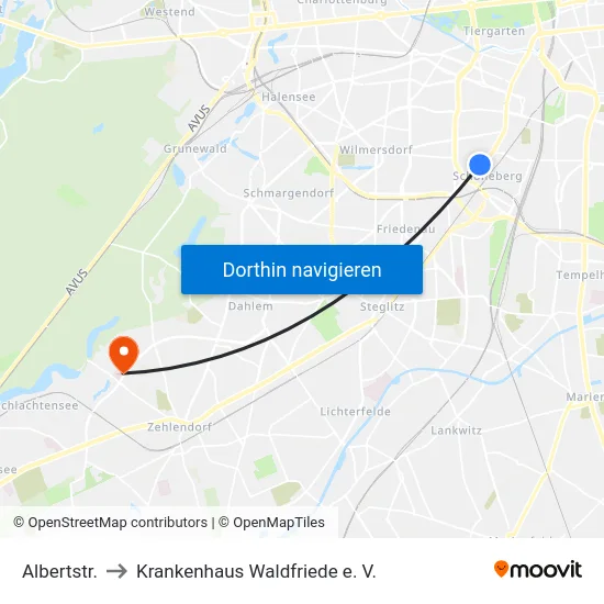 Albertstr. to Krankenhaus Waldfriede e. V. map