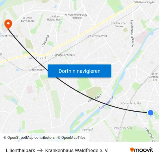 Lilienthalpark to Krankenhaus Waldfriede e. V. map