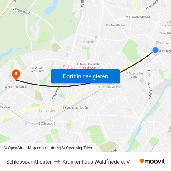 Schlossparktheater to Krankenhaus Waldfriede e. V. map