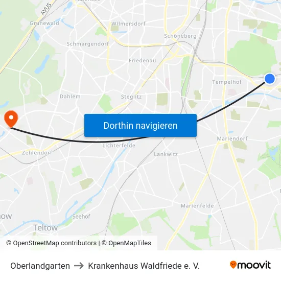Oberlandgarten to Krankenhaus Waldfriede e. V. map
