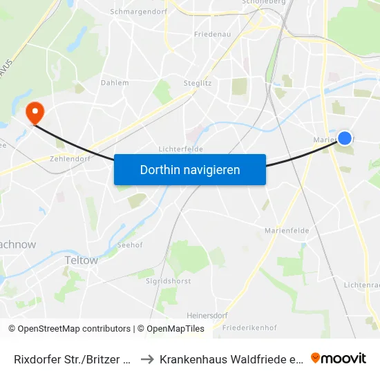 Rixdorfer Str./Britzer Str. to Krankenhaus Waldfriede e. V. map