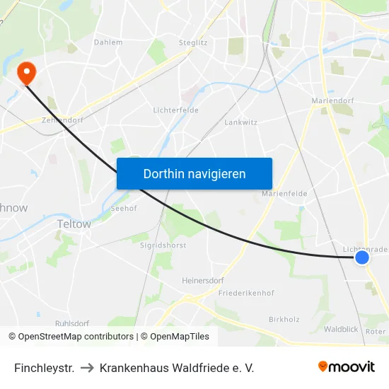 Finchleystr. to Krankenhaus Waldfriede e. V. map