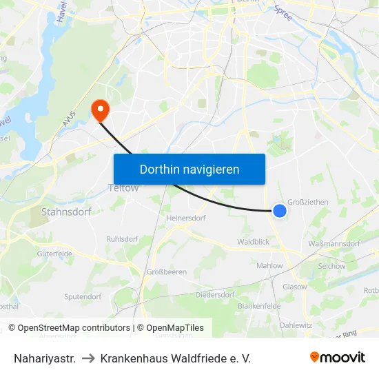 Nahariyastr. to Krankenhaus Waldfriede e. V. map