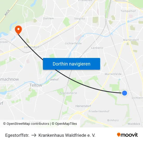 Egestorffstr. to Krankenhaus Waldfriede e. V. map