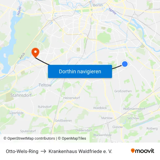 Otto-Wels-Ring to Krankenhaus Waldfriede e. V. map