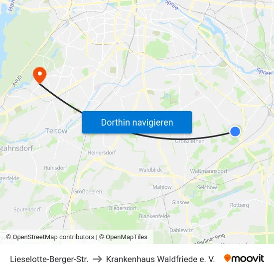 Lieselotte-Berger-Str. to Krankenhaus Waldfriede e. V. map