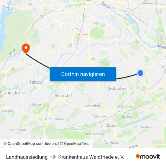 Landhaussiedlung to Krankenhaus Waldfriede e. V. map
