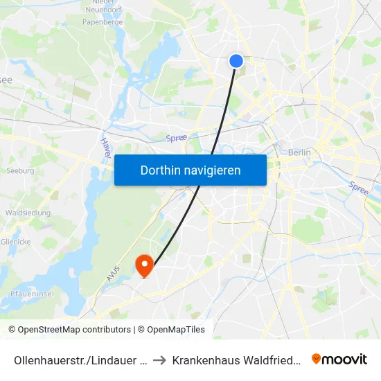 Ollenhauerstr./Lindauer Allee to Krankenhaus Waldfriede e. V. map