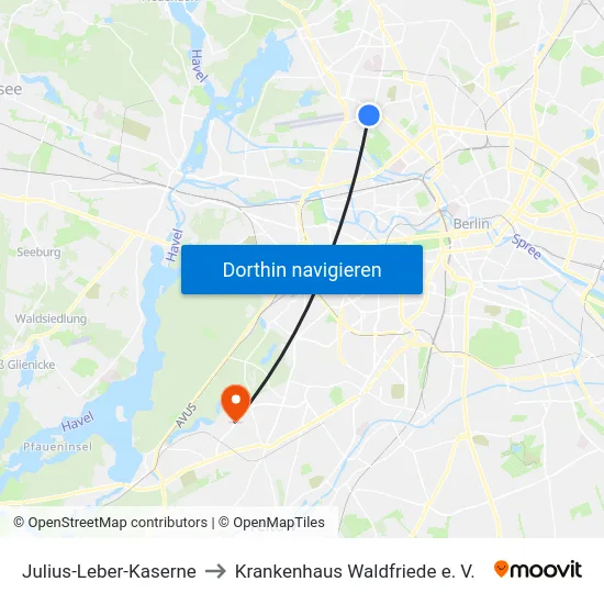 Julius-Leber-Kaserne to Krankenhaus Waldfriede e. V. map