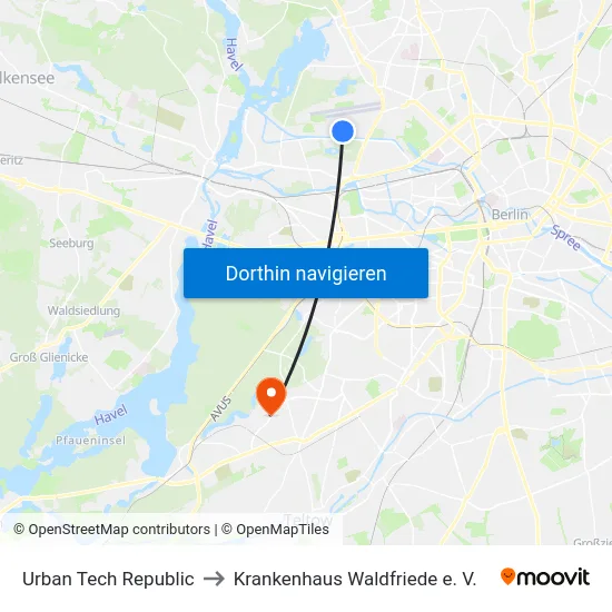 Urban Tech Republic to Krankenhaus Waldfriede e. V. map