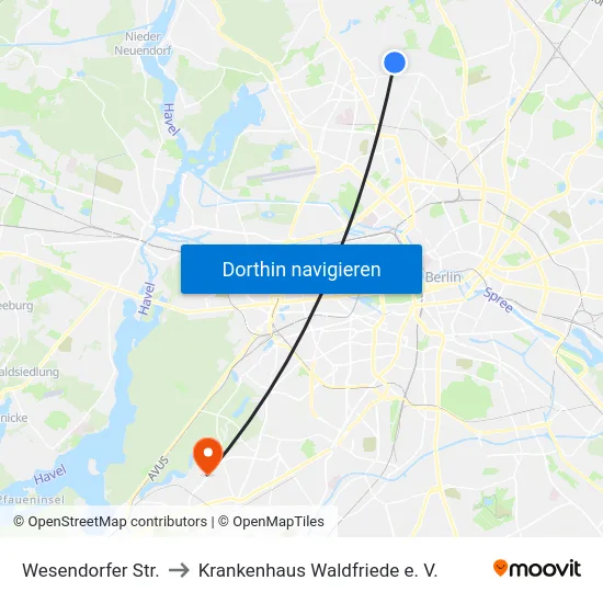 Wesendorfer Str. to Krankenhaus Waldfriede e. V. map
