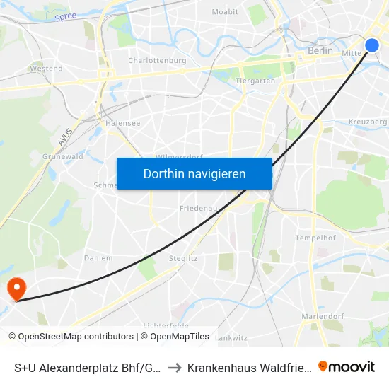 S+U Alexanderplatz Bhf/Grunerstr. to Krankenhaus Waldfriede e. V. map