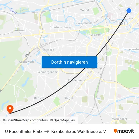 U Rosenthaler Platz to Krankenhaus Waldfriede e. V. map