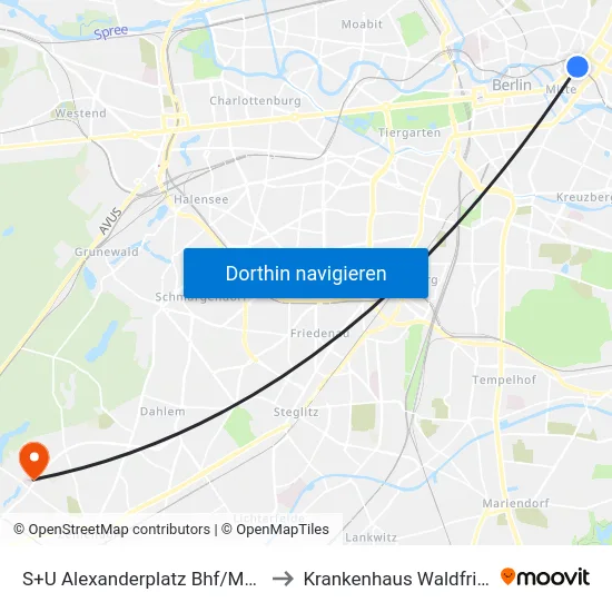 S+U Alexanderplatz Bhf/Memhardstr. to Krankenhaus Waldfriede e. V. map