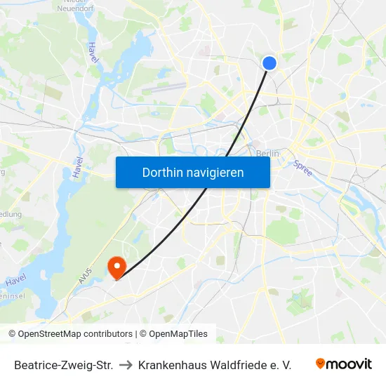 Beatrice-Zweig-Str. to Krankenhaus Waldfriede e. V. map