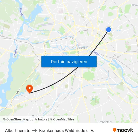 Albertinenstr. to Krankenhaus Waldfriede e. V. map