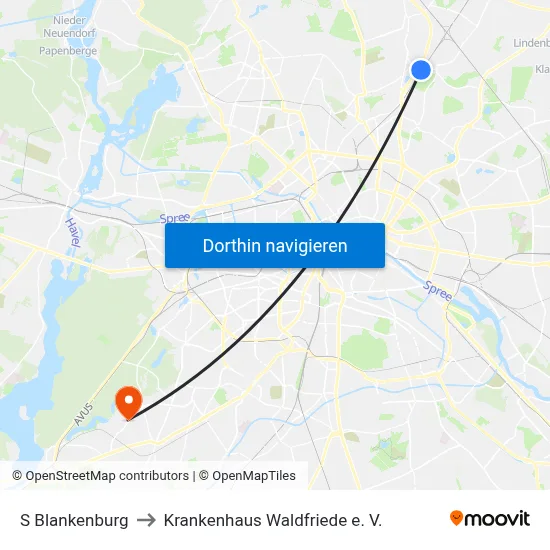S Blankenburg to Krankenhaus Waldfriede e. V. map