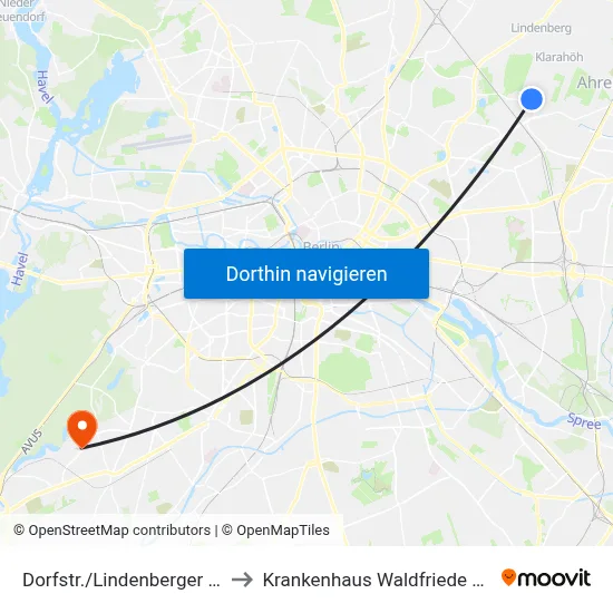 Dorfstr./Lindenberger Str. to Krankenhaus Waldfriede e. V. map
