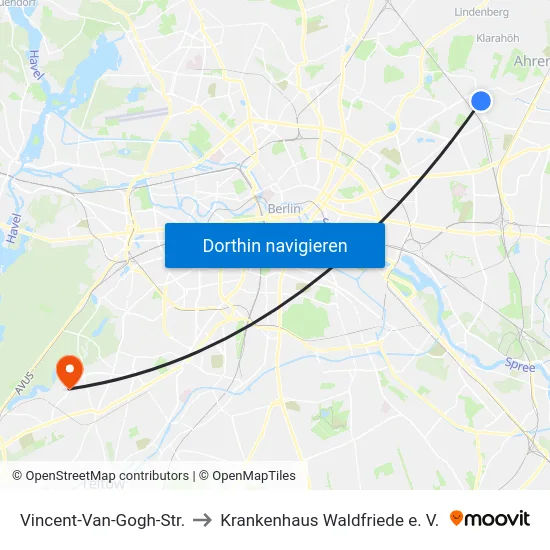 Vincent-Van-Gogh-Str. to Krankenhaus Waldfriede e. V. map