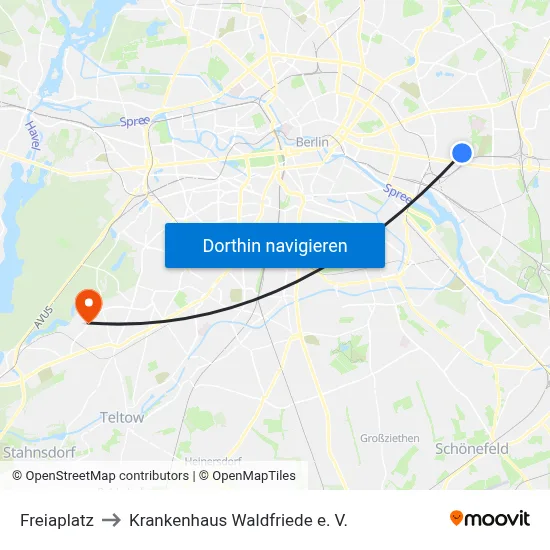 Freiaplatz to Krankenhaus Waldfriede e. V. map