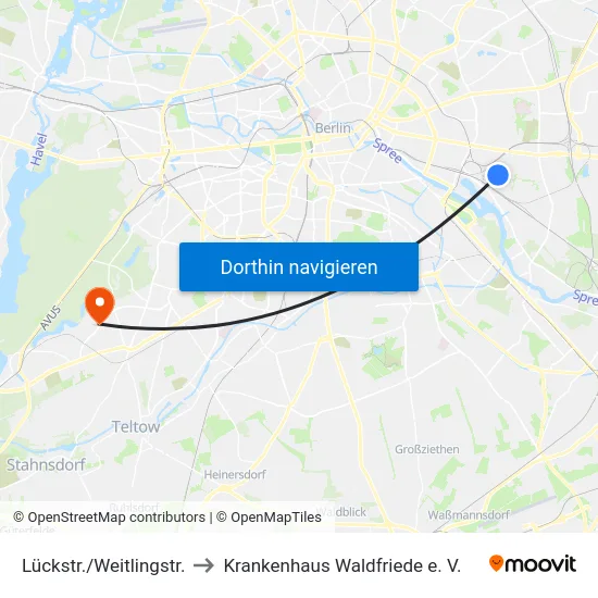 Lückstr./Weitlingstr. to Krankenhaus Waldfriede e. V. map