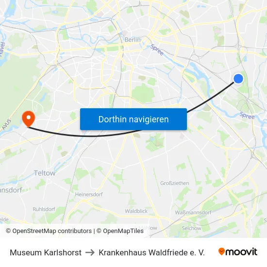 Museum Karlshorst to Krankenhaus Waldfriede e. V. map