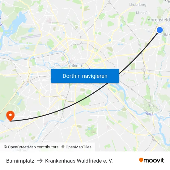 Barnimplatz to Krankenhaus Waldfriede e. V. map