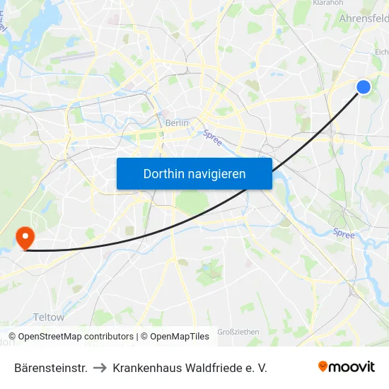 Bärensteinstr. to Krankenhaus Waldfriede e. V. map