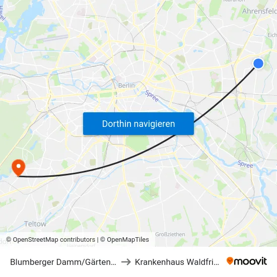 Blumberger Damm/Gärten Der Welt to Krankenhaus Waldfriede e. V. map