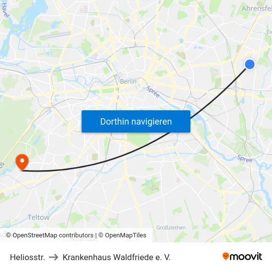 Heliosstr. to Krankenhaus Waldfriede e. V. map