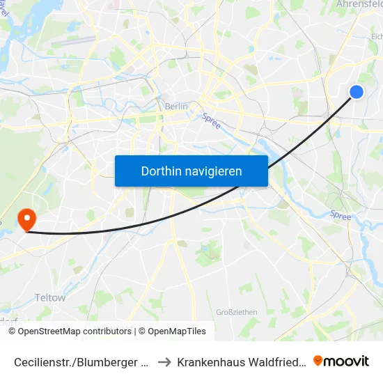 Cecilienstr./Blumberger Damm to Krankenhaus Waldfriede e. V. map