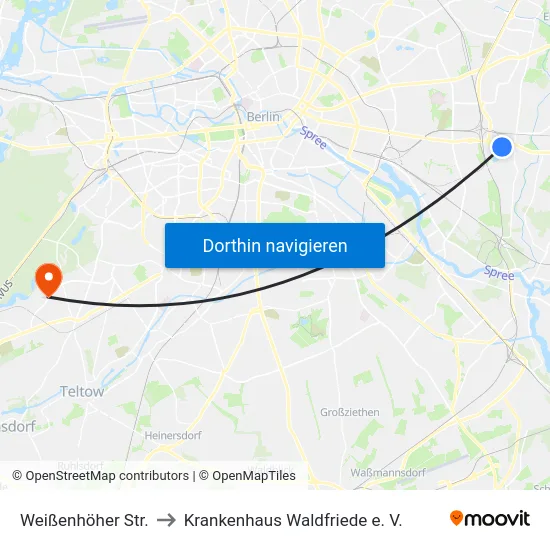 Weißenhöher Str. to Krankenhaus Waldfriede e. V. map