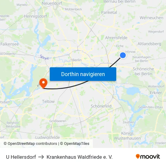 U Hellersdorf to Krankenhaus Waldfriede e. V. map