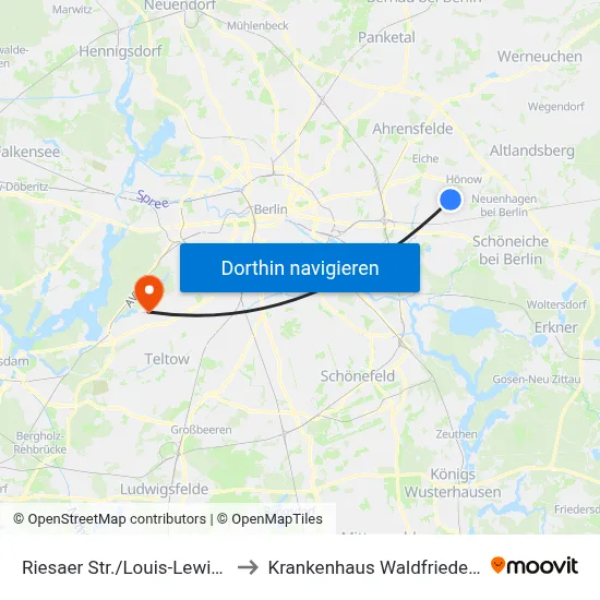 Riesaer Str./Louis-Lewin-Str. to Krankenhaus Waldfriede e. V. map