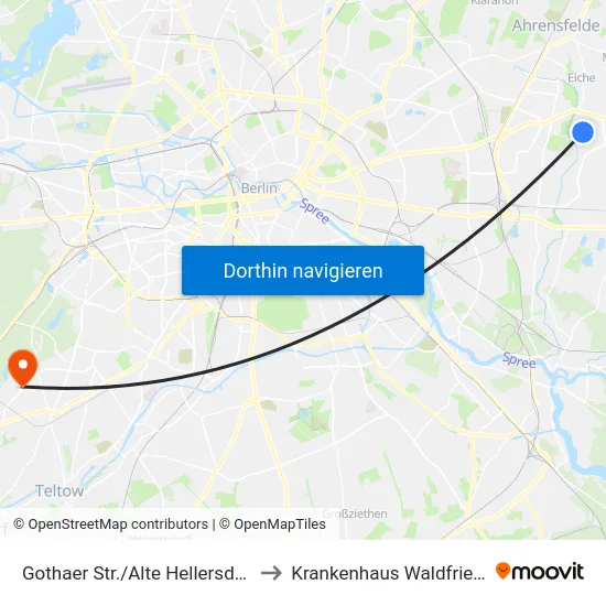 Gothaer Str./Alte Hellersdorfer Str. to Krankenhaus Waldfriede e. V. map