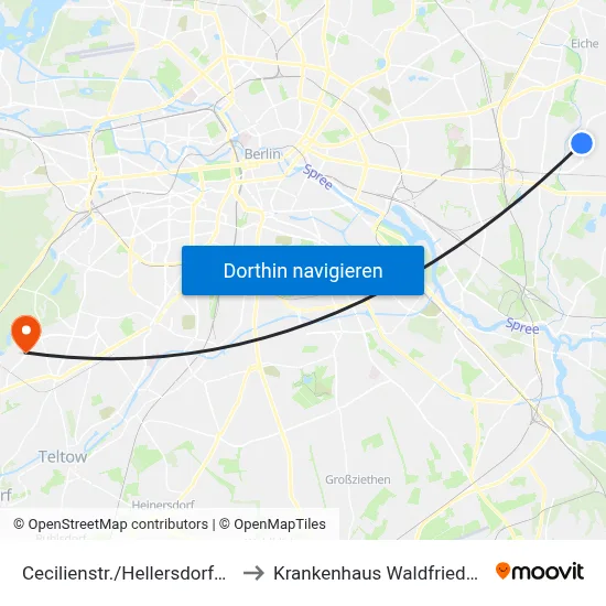 Cecilienstr./Hellersdorfer Str. to Krankenhaus Waldfriede e. V. map