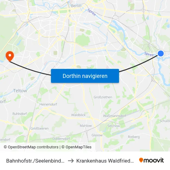 Bahnhofstr./Seelenbinderstr. to Krankenhaus Waldfriede e. V. map