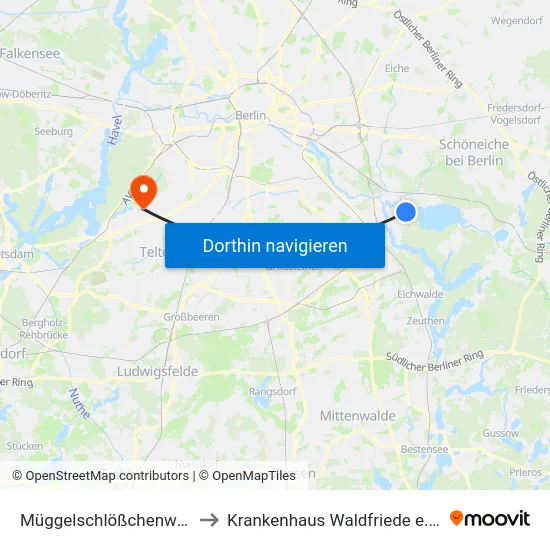 Müggelschlößchenweg to Krankenhaus Waldfriede e. V. map