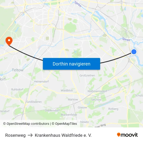 Rosenweg to Krankenhaus Waldfriede e. V. map