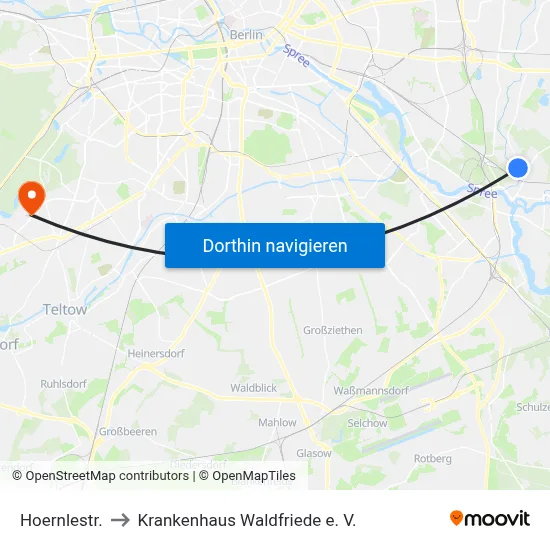 Hoernlestr. to Krankenhaus Waldfriede e. V. map