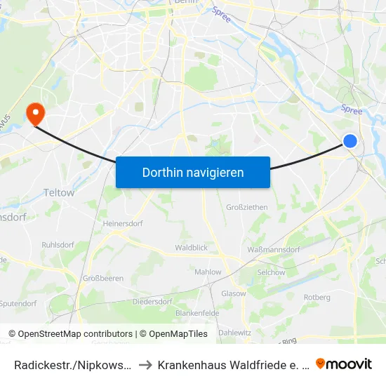 Radickestr./Nipkowstr. to Krankenhaus Waldfriede e. V. map