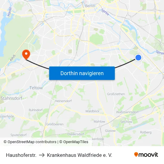 Haushoferstr. to Krankenhaus Waldfriede e. V. map