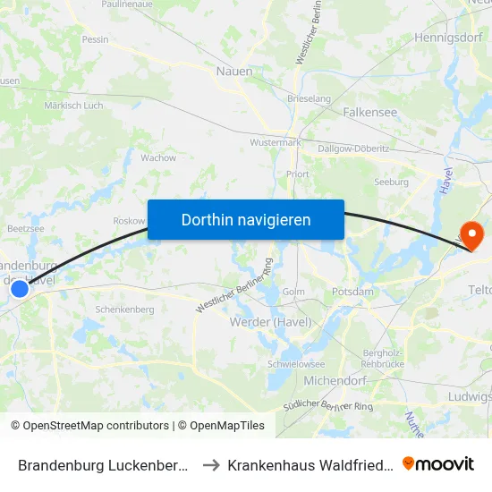 Brandenburg Luckenberger Str. to Krankenhaus Waldfriede e. V. map