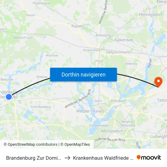 Brandenburg Zur Dominsel to Krankenhaus Waldfriede e. V. map